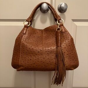 G.I.L.I. Got It Love It Leather Ostrich Embossed Large Hobo Bag